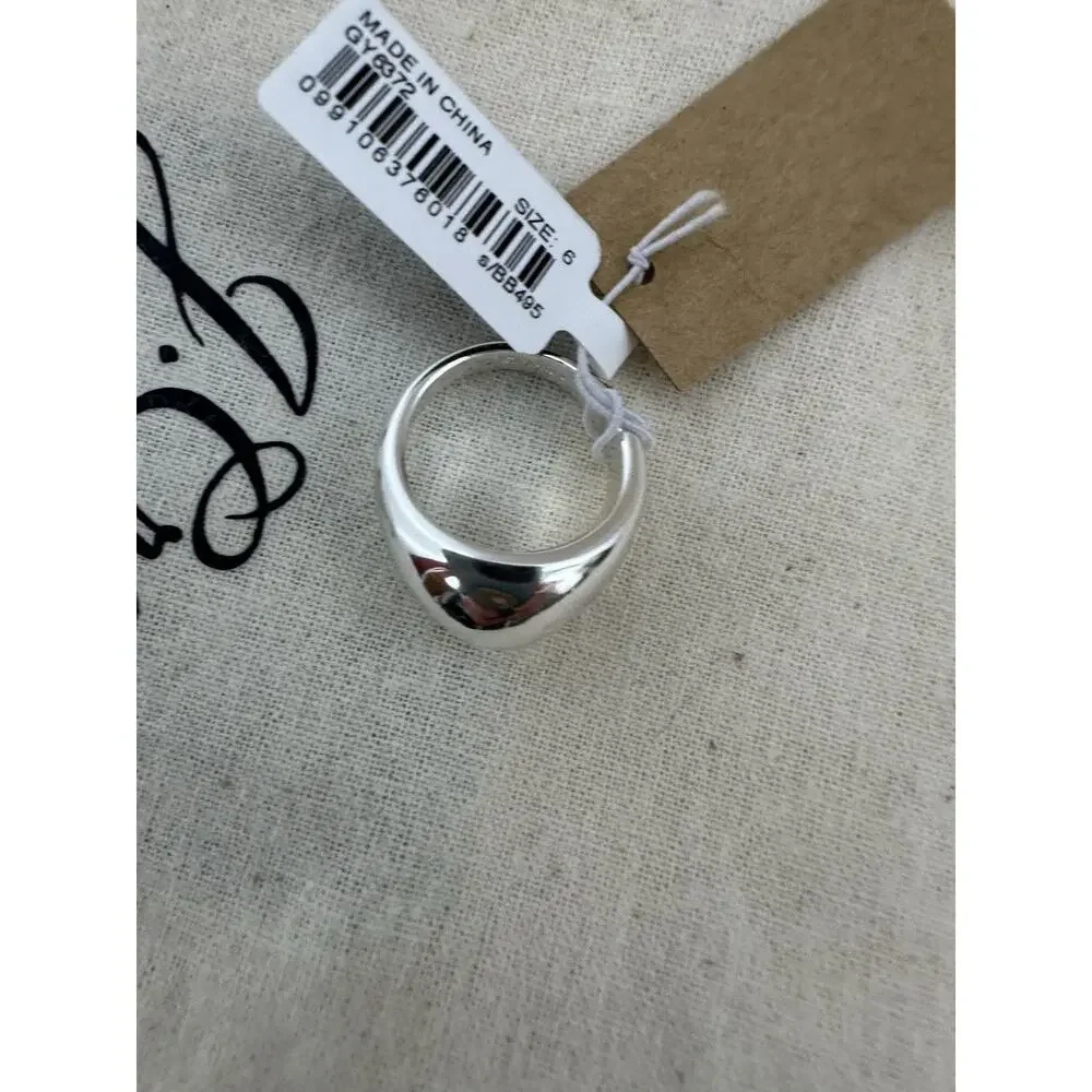 NWT‎ J Crew Silver Sculpted Orb Mirror Ring Silver Size 6 BB495